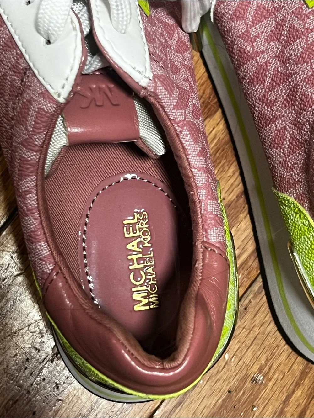 Michael Kors Pink White and Neon Green Platform Sneakers
